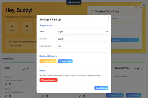 Customization Feature Screenshot