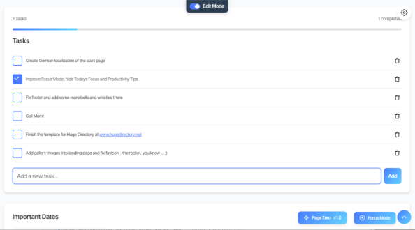 Tasks Feature Screenshot