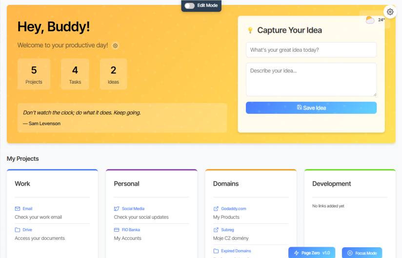My Starter Page Chrome Extension Screenshot